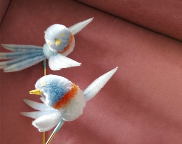 Bird headdress brooch,Yangzhou velvet flower