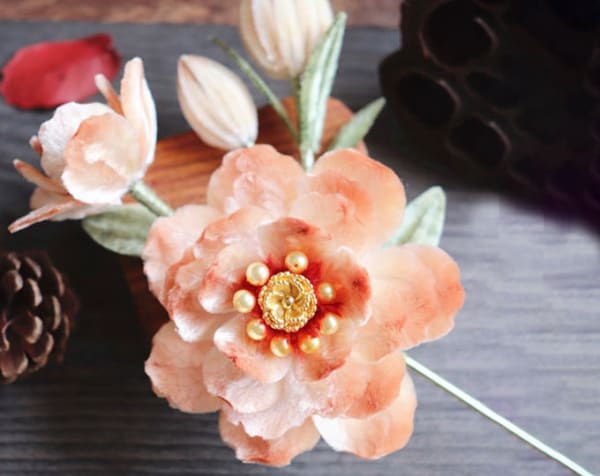 Flower headdress brooch, Yangzhou velvet flower