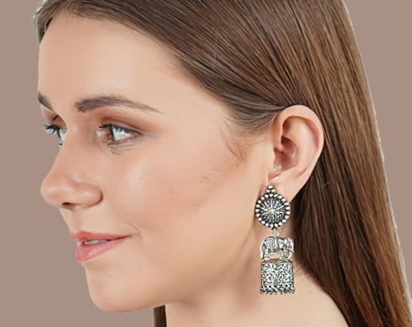 Handcrafted Elephant Designed Ethnic Earrings