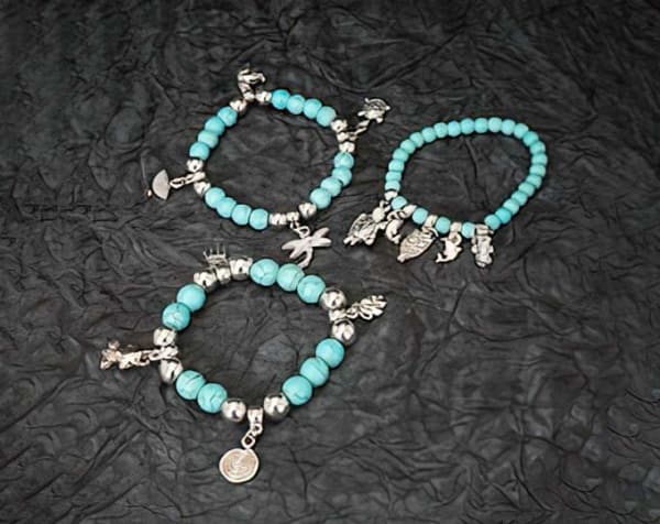Handmade Turquoise Stone Studded Charm Bracelet