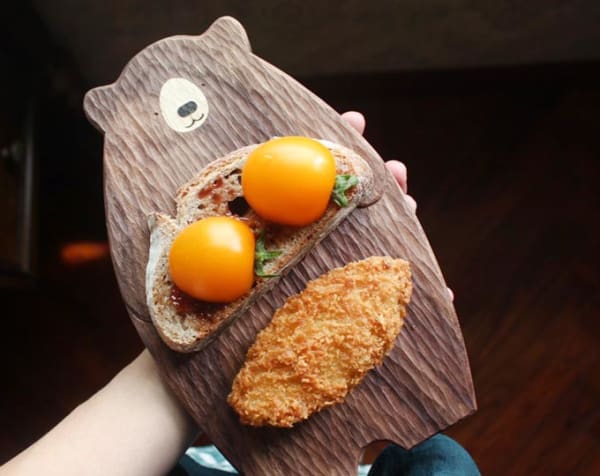 Bear wooden plate Japanese style tray black walnut plate
