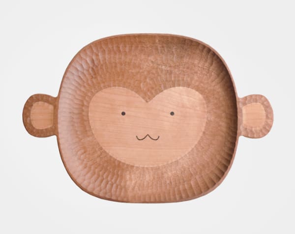 Little monkey tray heart shape monkey with two ears wood plate