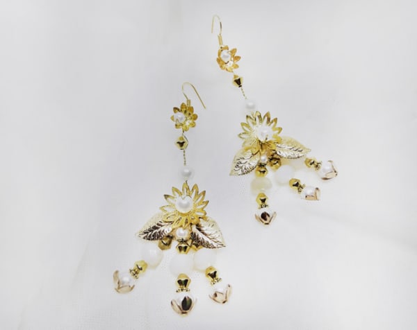 Gold boho flower drop earrings