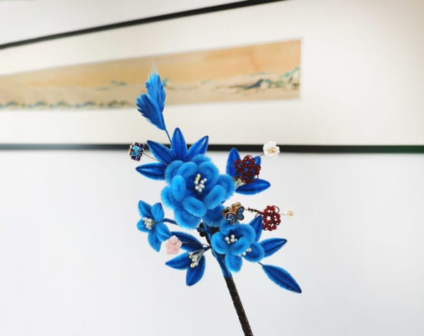 Flower headdress brooch, Yangzhou velvet flower