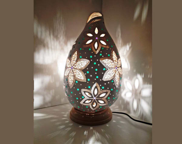 Flower Handmade Gourd Lamp Calabash Housewarming Christmas Gift Turkish Lamp Gift Idea Home Living Room Nursery Decor