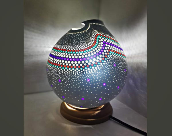 Waves Handmade Gourd Lamp Calabash Housewarming Christmas Gift Turkish Lamp Gift Idea Home Living Room Nursery Decor