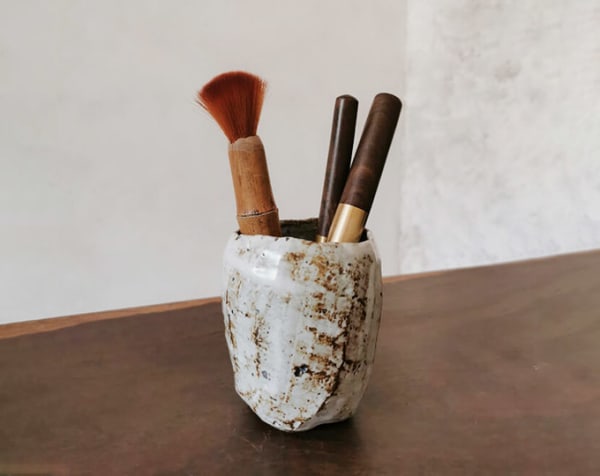 GENYU coarse pottery antique white knife engraved Brush washing cartridge