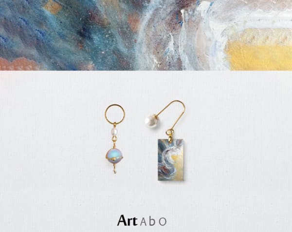ArtAbO original art abstract oil painting earrings【 S 】