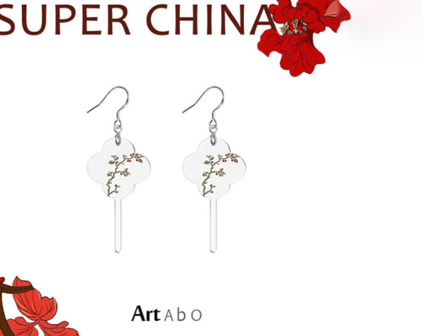 ArtAbO original Palace style earrings【Cherry honey fan】