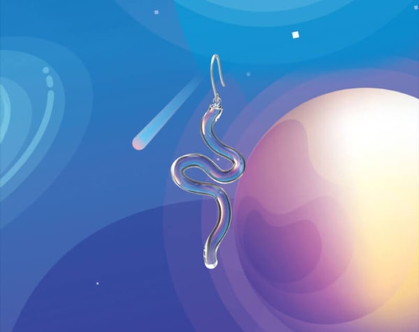 【3D printed earrings 3D Twist music】ArtAbO original design transparent single pack