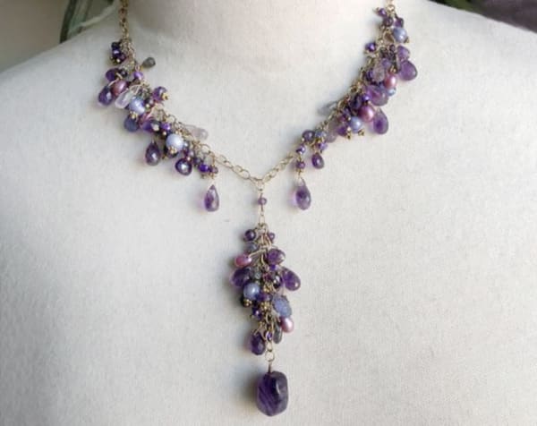 Amethyst Cluster Y Necklace