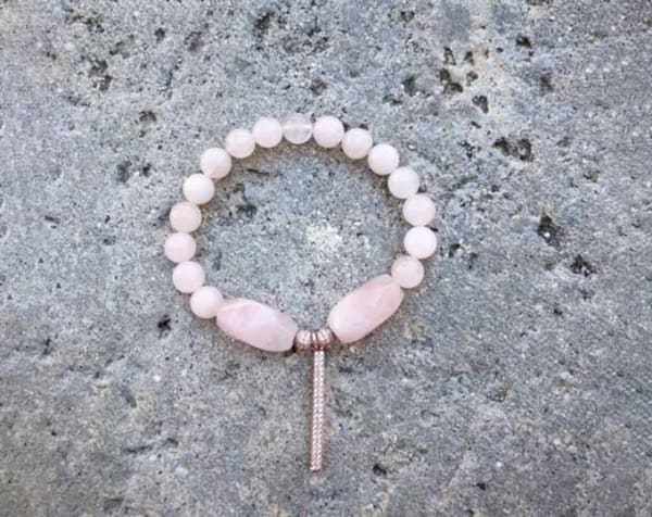 Rose Quartz & CZ stick bracelet