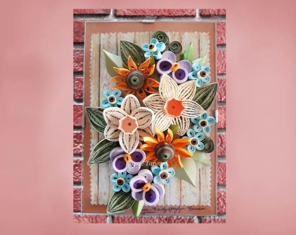 Paper Quilling 3D Wall Art with Daffodils and Pansies