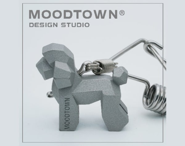 MOODTOWN Handcrafted Stainless Steel POODLE Keychain Gift for men and women Car Keyring hanging accessory