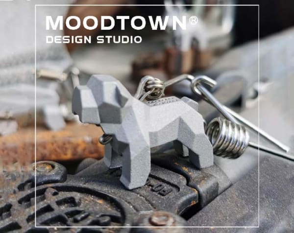 MOODTOWN Handcrafted Stainless Steel BULL DOG Keychain Gift for men and women Car Keyring hanging accessory