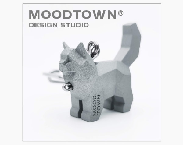 MOODTOWN Handcrafted Stainless Steel LONGHAIR CAT Keychain Gift for men and women Car Keyring hanging accessory