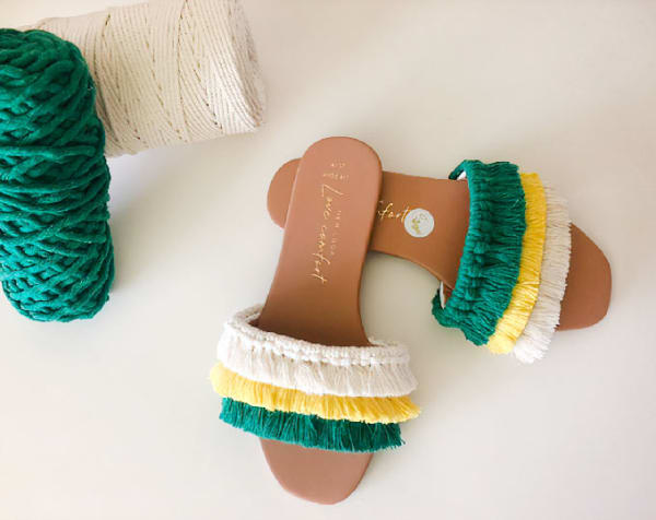 ✨Handmade  sandals with multicolor macrame ✨