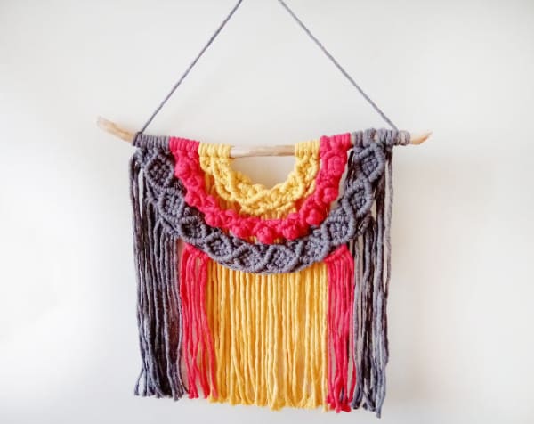 Layered wall hanging "New dawn", macrame, recycled cotton