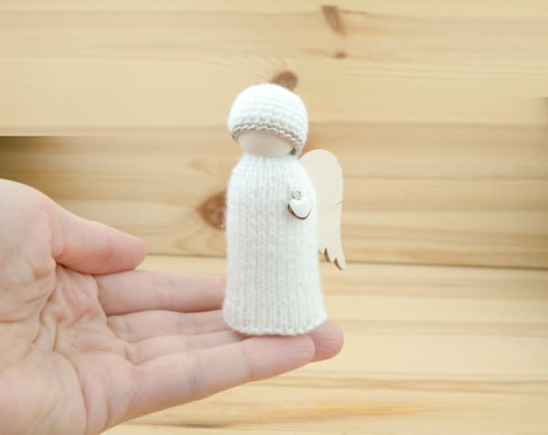 Wooden angel, Wood carved figure angel, Godmother proposal, Primitive angel doll, Guardian angel decor, Catholic shelf decor, Sculpture