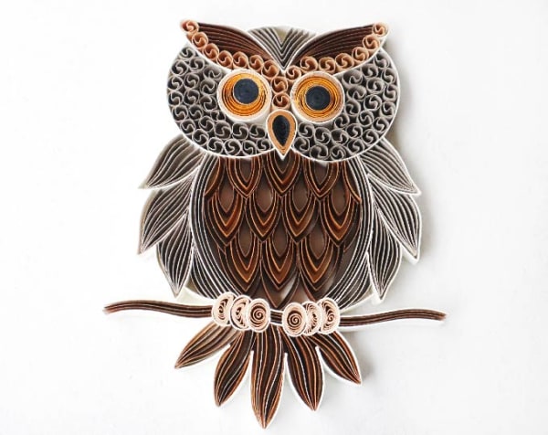 Handmade paper art quilling owl with box frame/ quilling owl gift / owl wall decor/ Personalized gifts for him and her/ house warming gift