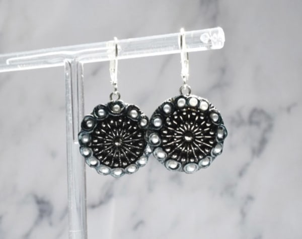 blue vintage buttons earrings