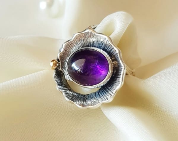Handmade Amethyst 925 Silver Ring, Amethyst Ring For Women, Boho Hippie Ring, Purple Stone Ring, Raw Stone Ring, Natural Amethyst Ring