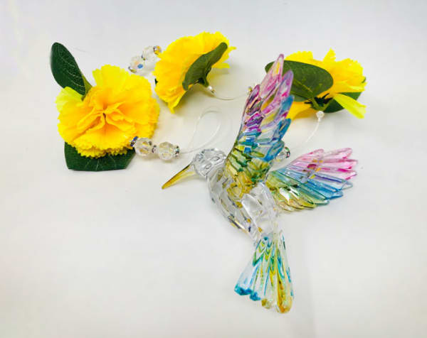 Handmade Multicolor Hummingbird Suncatcher 15" 
MultiHummingbird6