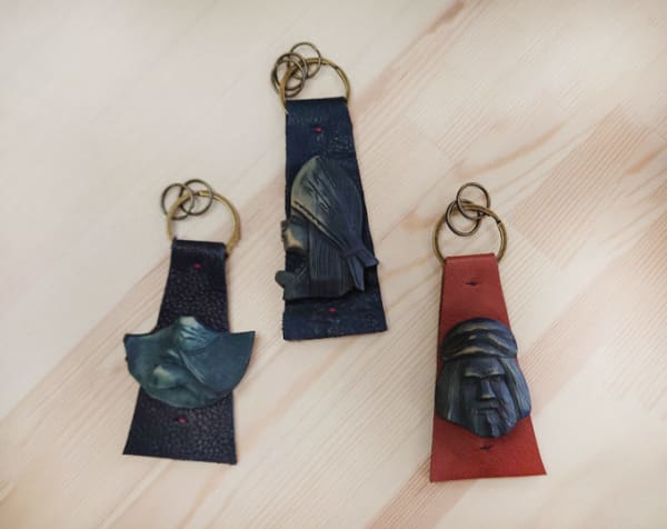 Ainu Hand Carved Wooden Face Key Chain | Japanese Ainu Traditional Handiwork