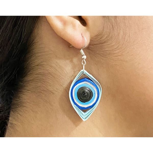 Dangling Evil Eye Quilling Earrings Uniquely Handcrafted