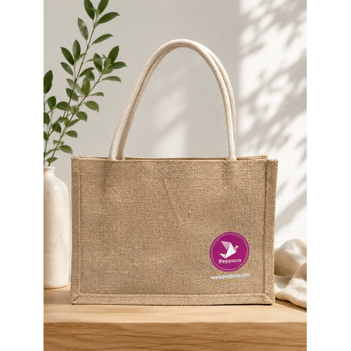 Natural Jute Tote Bag (with Cotton Rope Handles)