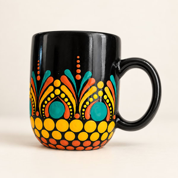 Hand painted Mandala Ceramic Coffee Mug
