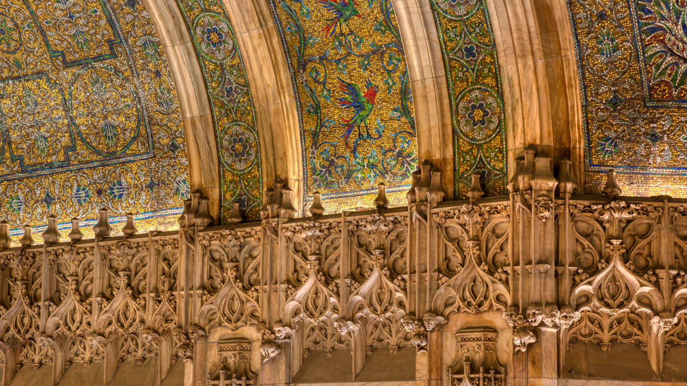 Inside of Woolworth lobby wall mosaic