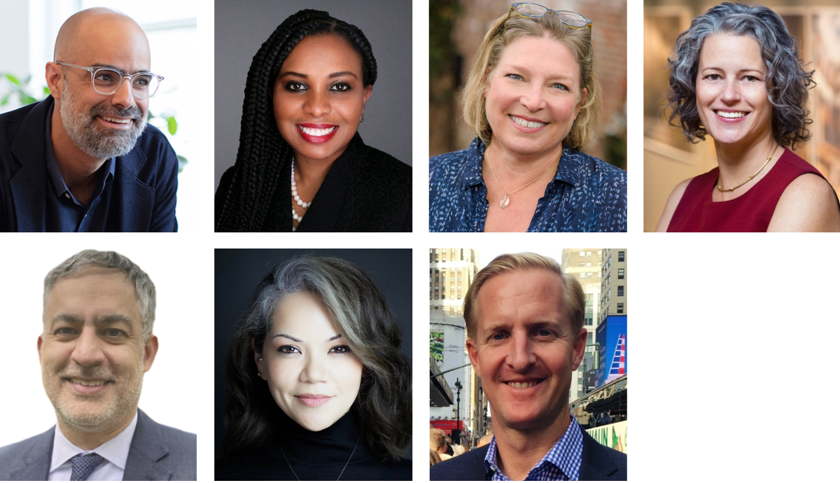 A collage of seven professionally dressed adults, each smiling in their individual portrait photo.
