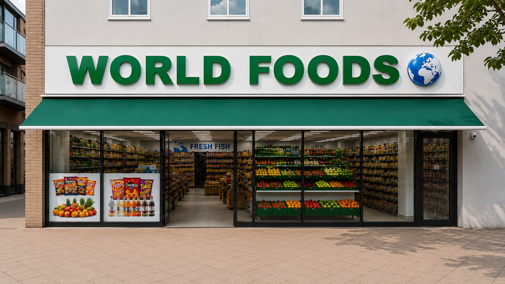 GMS World Foods store front on High Street, West Drayton