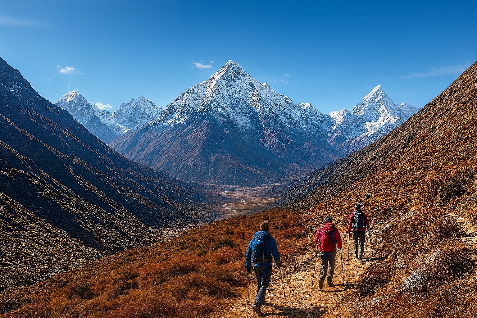 High mountain ridgeline in the Annapurna region