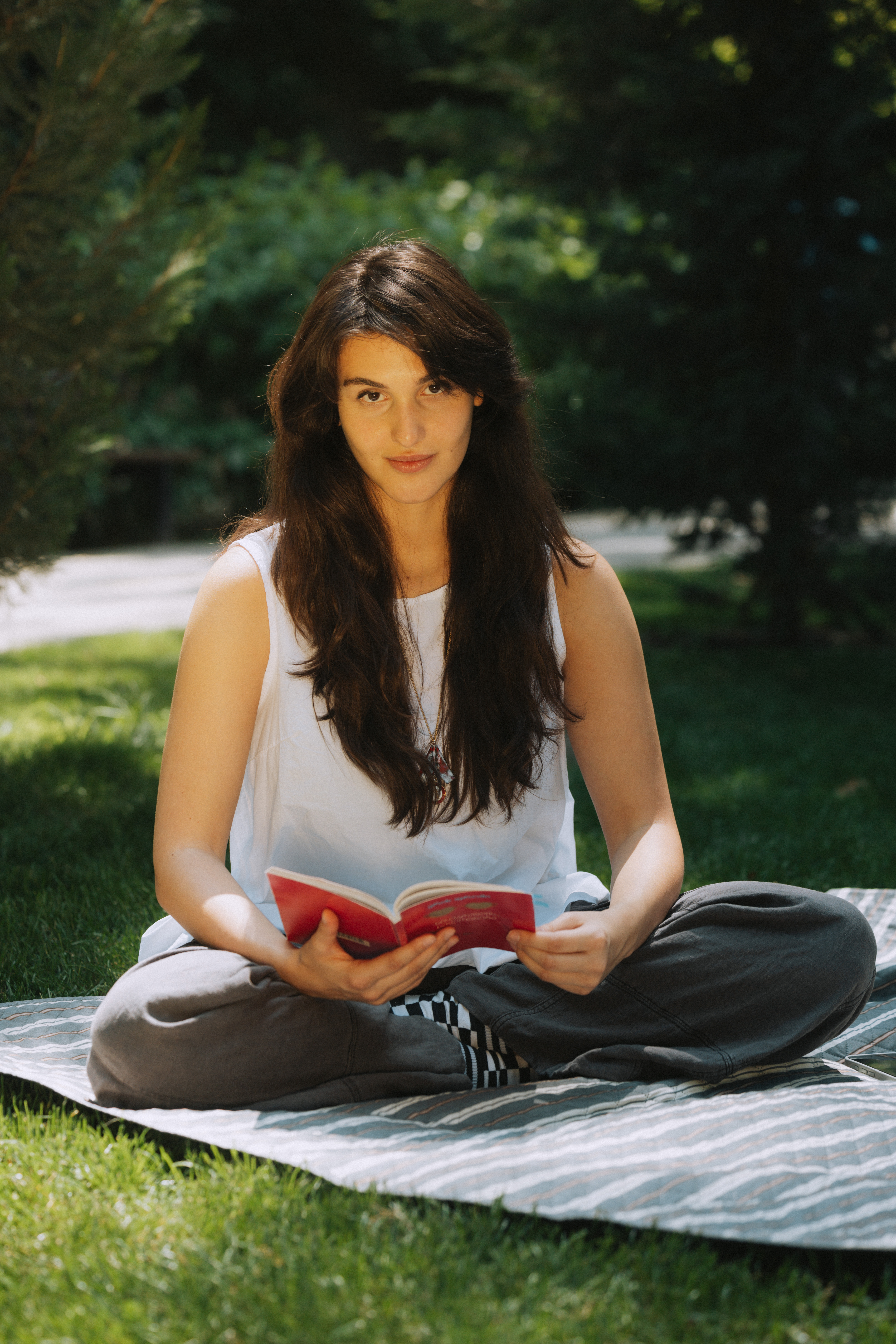 Nata smiling on the grass