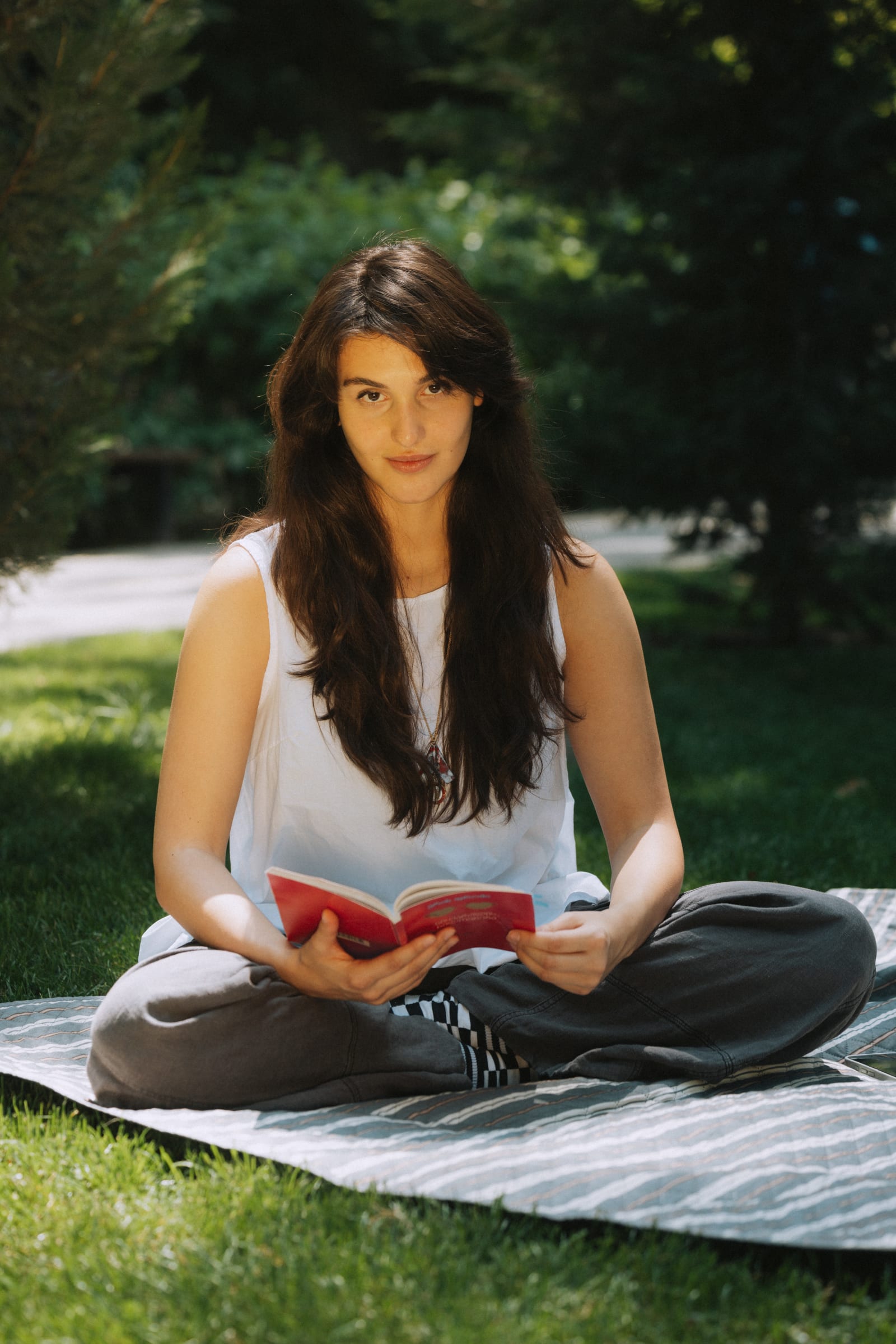 Nata smiling on the grass