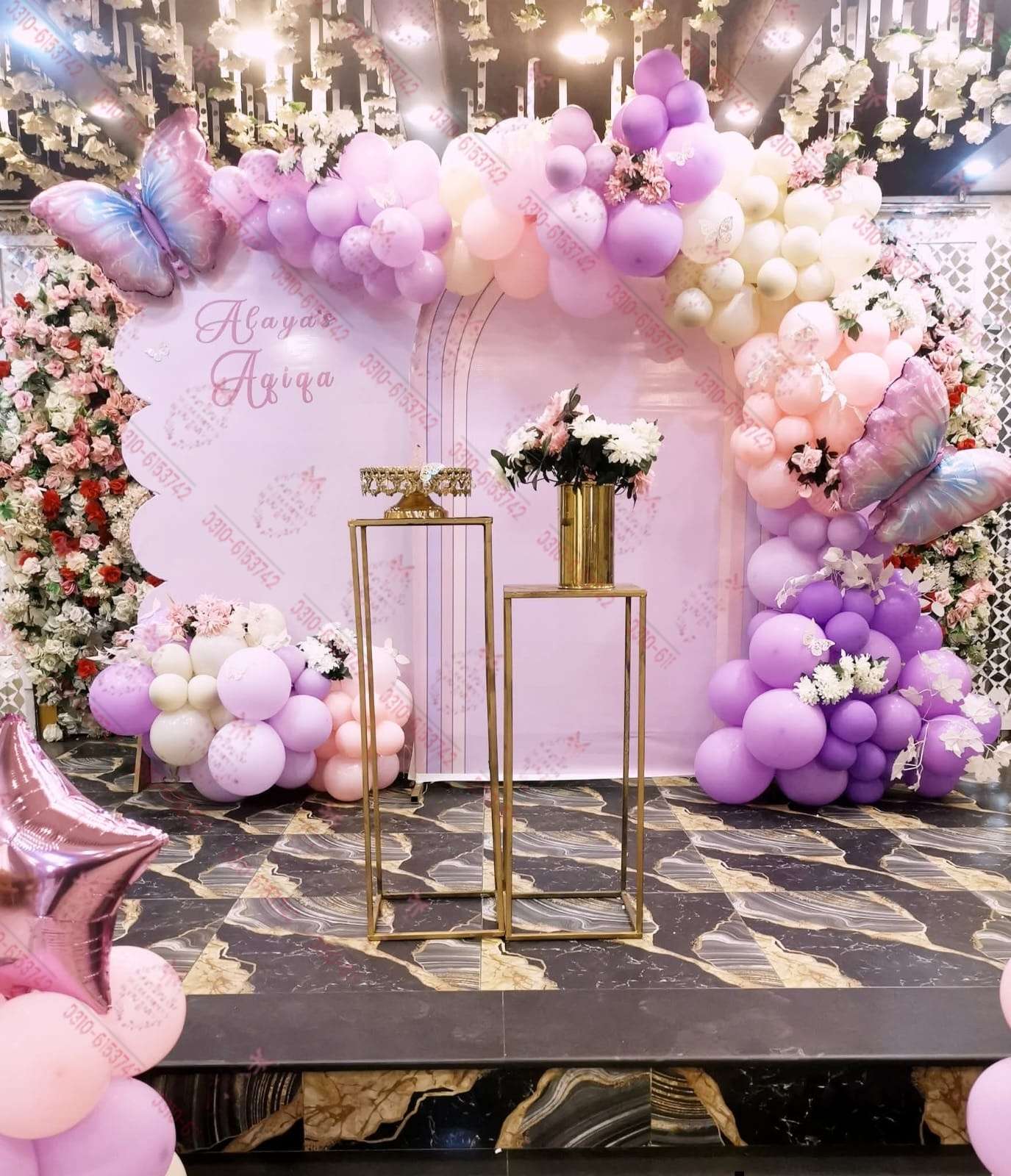Round Pink White Balloon Event Decor Lahore