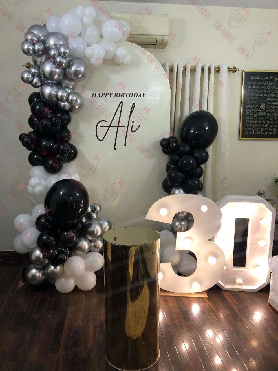 Black and Gold Birthday Decor Lahore
