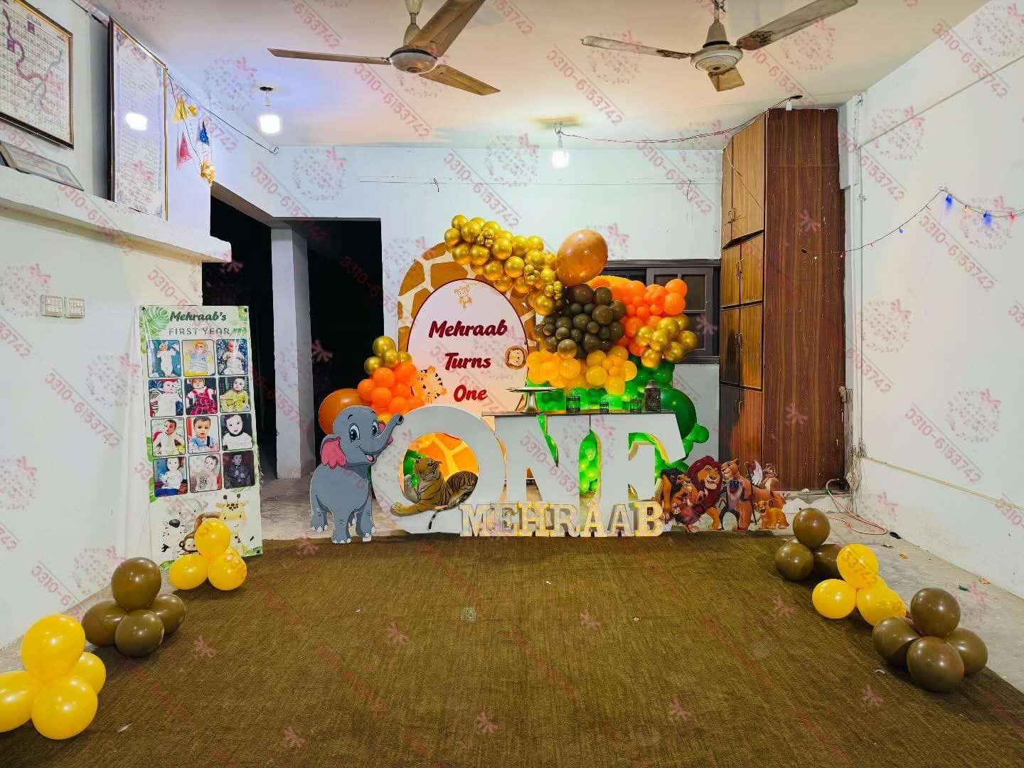 Round Jungle Animal Theme Birthday Decor Lahore