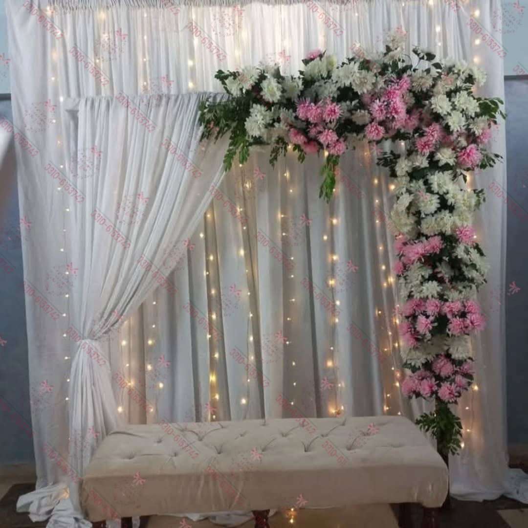 White Theme Nikkah Wedding Decor Lahore