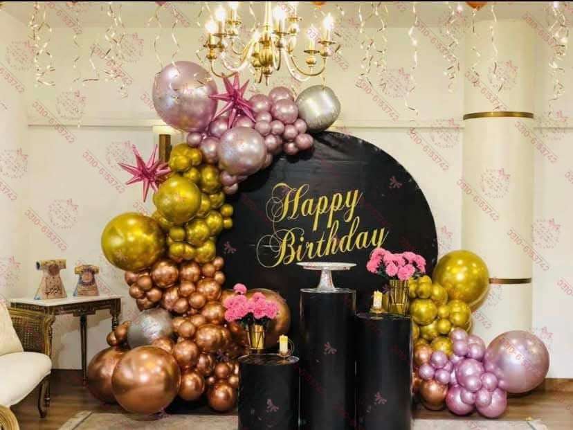 Black Anniversary Birthday Theme Decor Setup Lahore
