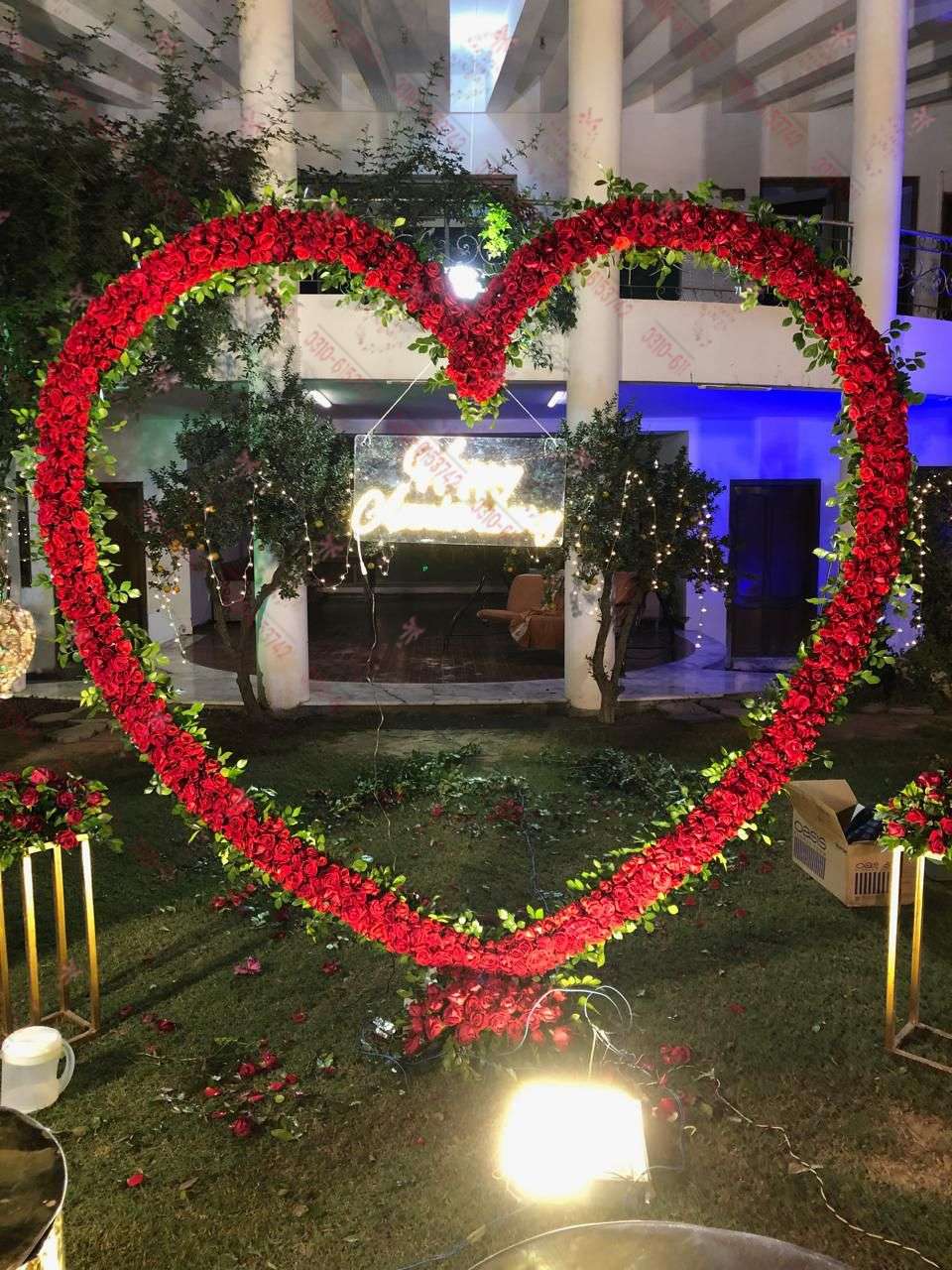 Heart Theme Anniversary Floral Decoration Setup Lahore