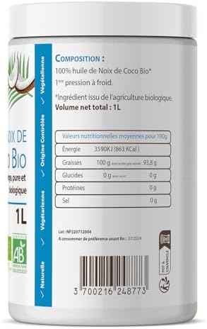Vue 2 de Huile De Coco Bio