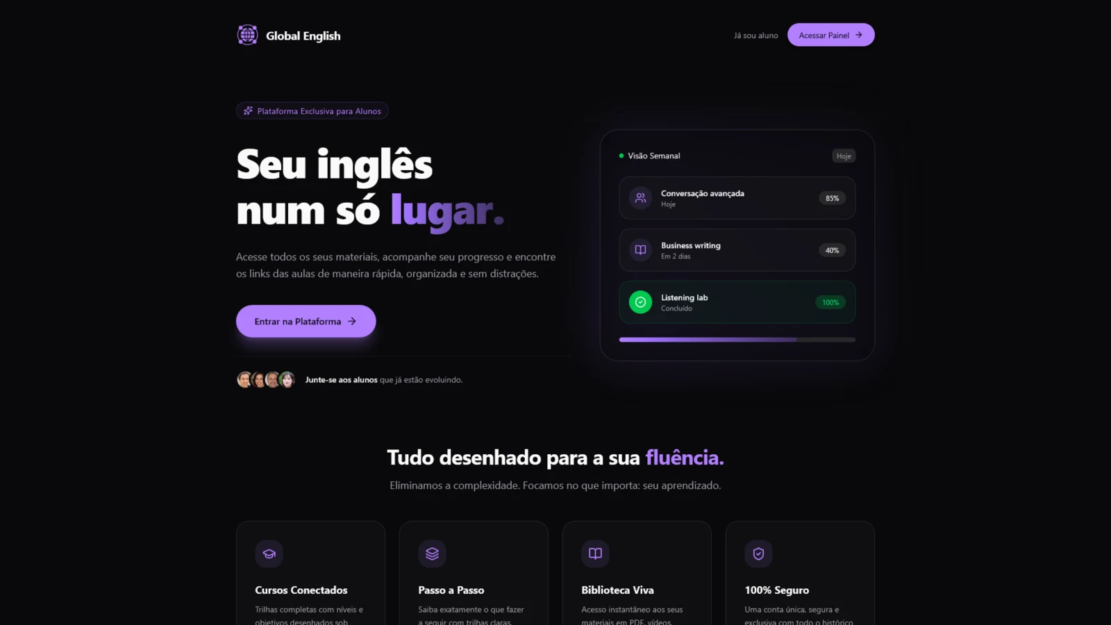 Screenshot da plataforma Global English