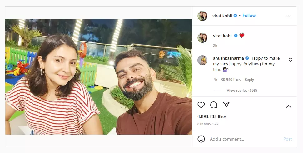 Virat Kohli shares Instagram Post Virat Kohli shares Instagram Post