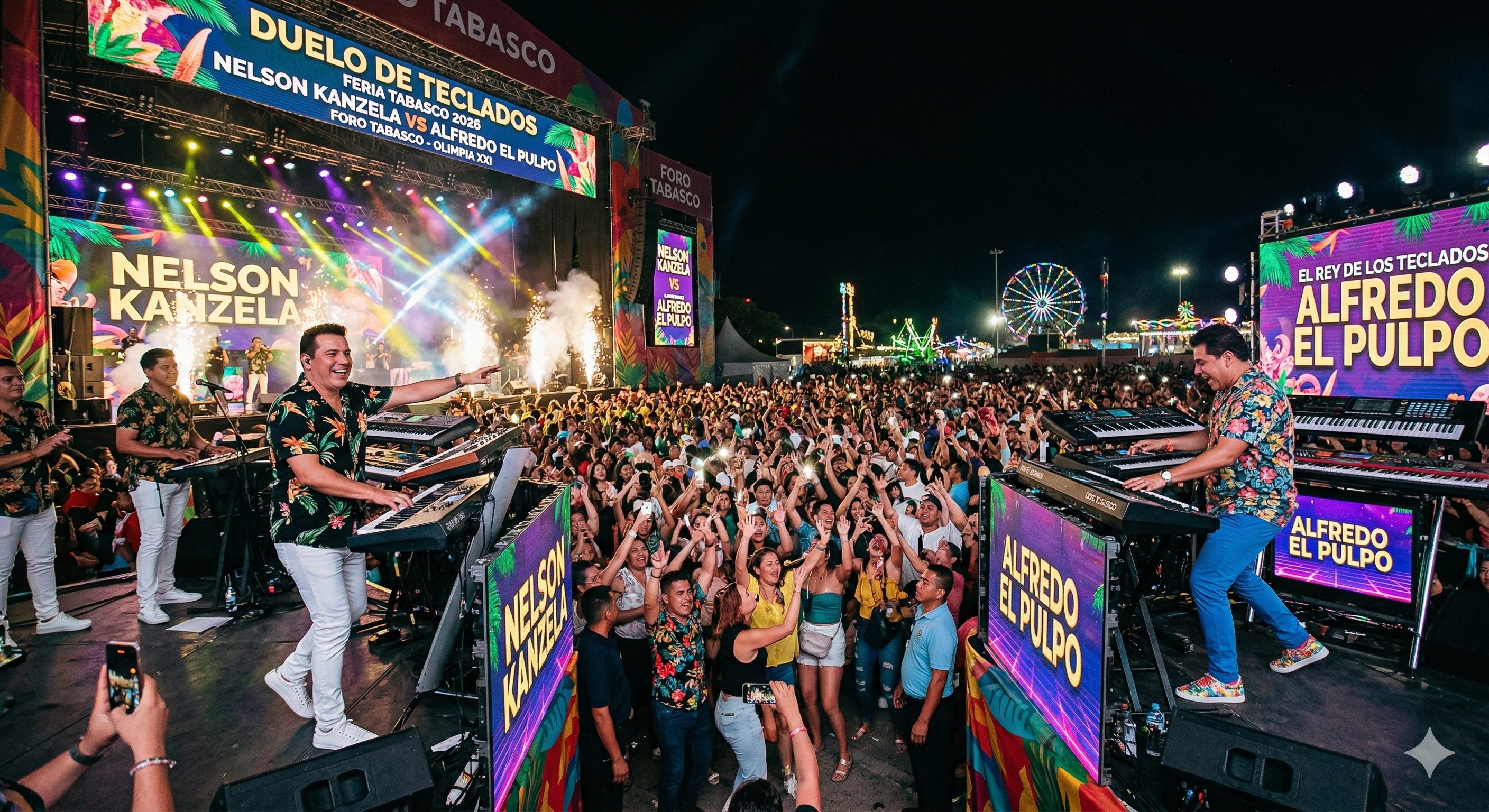 Nelson Kanzela y Alfredo El Pulpo en la Feria Tabasco 2026