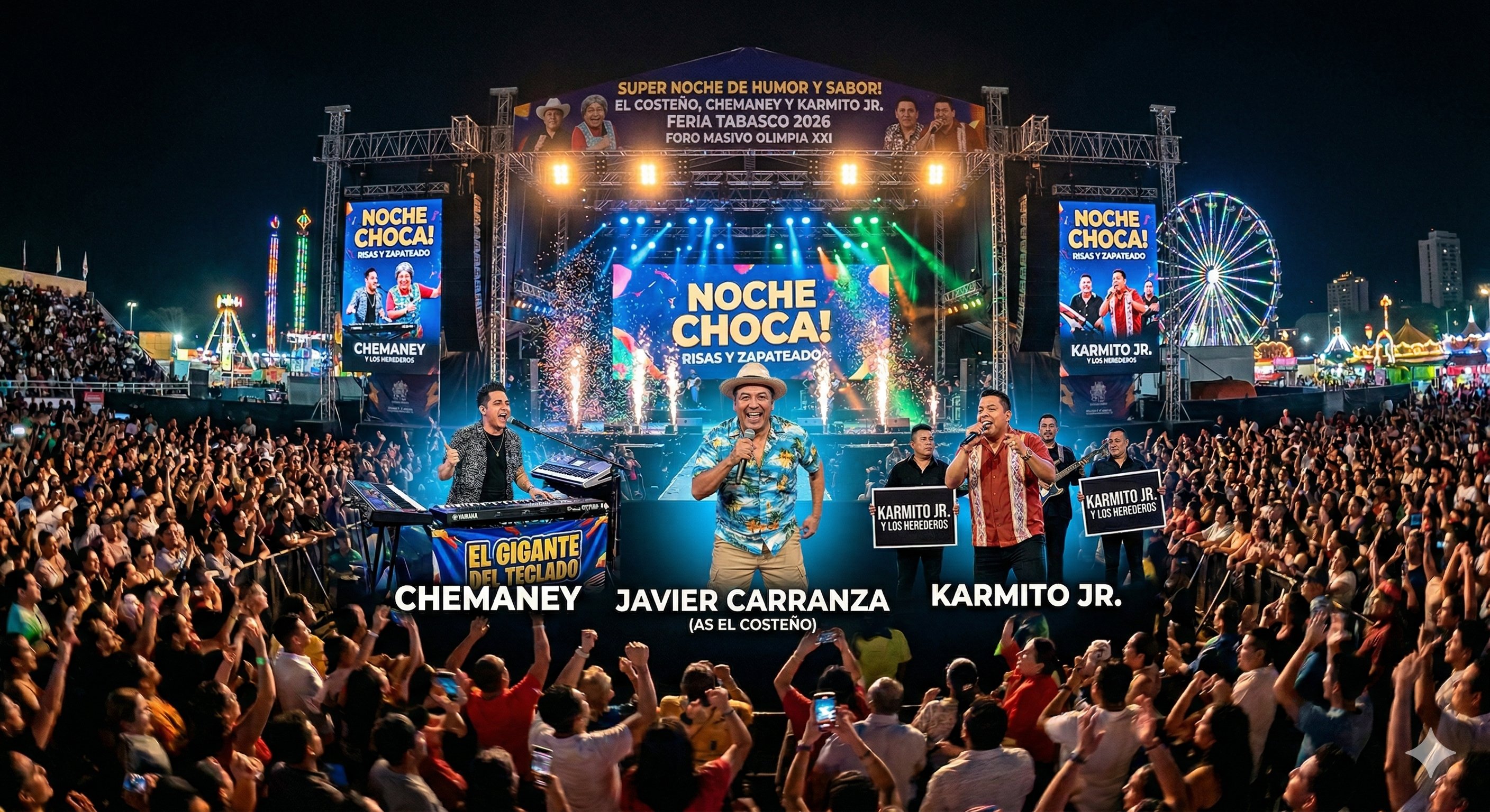 Noche Tabasqueña: Maty y los Palafox, Karmito Jr y Chemaney en Feria Tabasco 2026