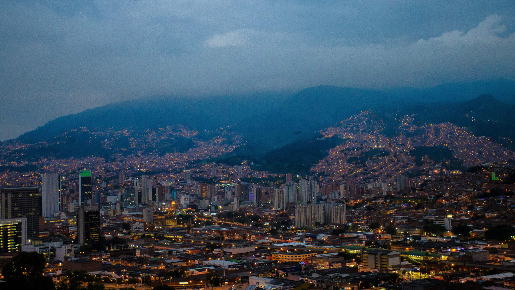 The Medellín skyline at night