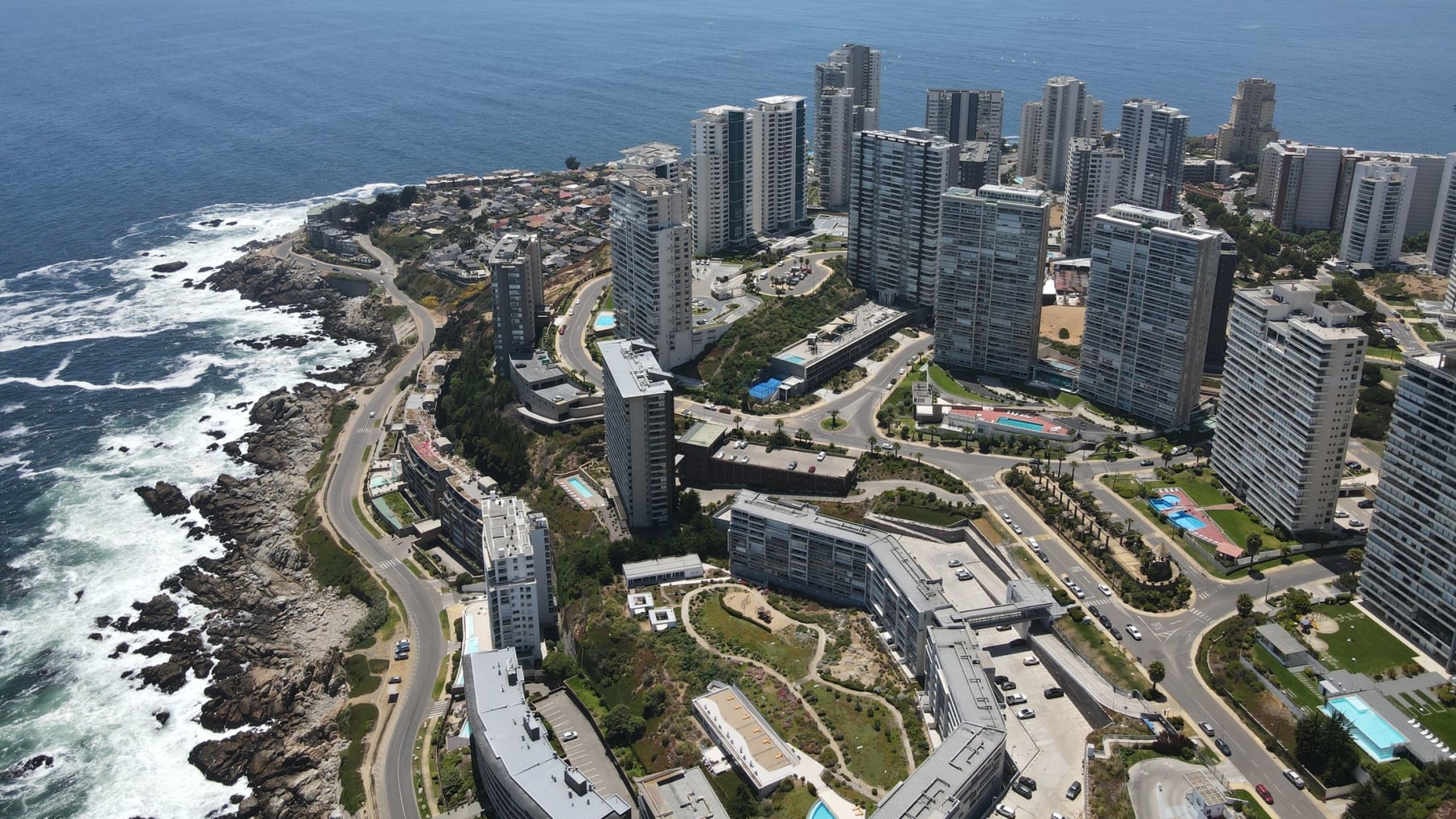 Vista aérea de la costa de Viña del Mar